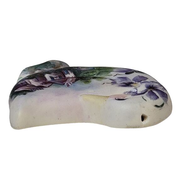 VTG 80s Porcelain Goose Ornament Hand Painted Houses Flowers Trees Hobby Piece - Picture 4 of 8